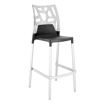 Барний стілець Papatya Ego-Rock антрацит сидіння, верх прозоро-чистий