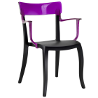 Крісло Papatya Hera-K чорне сидіння, верх прозоро-пурпурний