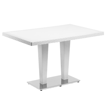 Стіл Tilia Antares 80x120 см стільниця зі скла, база нержавіюча сталь біла слонова кістка