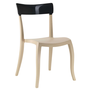 Стілець Papatya Hera-S пісочно-бежеве сидіння, верх чорний