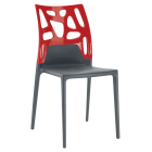 Стілець Papatya Ego-Rock антрацит сидіння, верх червоний