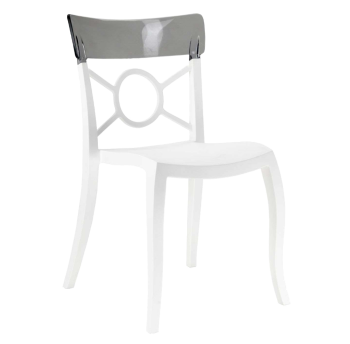 Стул Papatya Opera-S сиденье белое, верх прозрачно-дымчатый