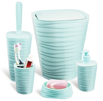 Набір для ванної кімнати Planet Welle 5 предметів сіро-блакитний