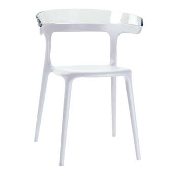 Крісло Papatya Luna біле сидіння, верх прозоро-чистий