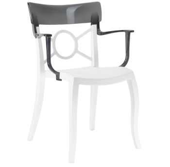 Кресло Papatya Opera-K сиденье белое, верх прозрачно-дымчатый