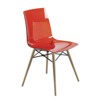 Стілець Papatya X-Treme S Wox прозоро-червоний, ніжки бук натуральний лак