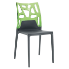 Стул Papatya Ego-Rock антрацит сиденье, верх прозрачно-зеленый