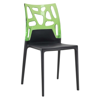 Стул Papatya Ego-Rock черное сиденье, верх прозрачно-зеленый
