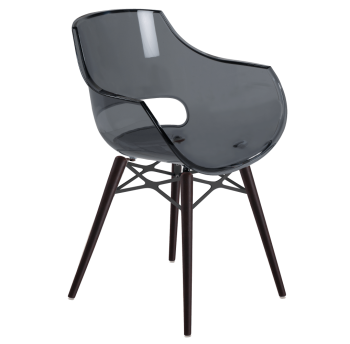 Кресло Papatya Opal-Wox прозрачно-серое, рама лакированный бук венге