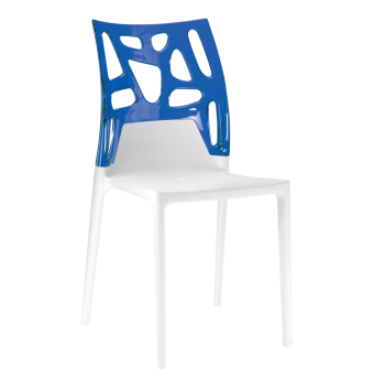 Стул Papatya Ego-Rock белое сиденье, верх прозрачно-синий