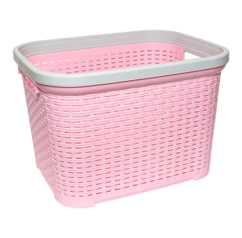 Корзина для белья под ротанг 35 л розовая