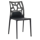 Стілець Papatya Ego-Rock чорне сидіння, верх прозоро-димчастий