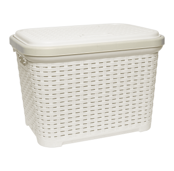 Корзина для белья под ротанг с крышкой 35 л серый