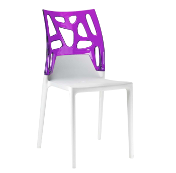 Стул Papatya Ego-Rock белое сиденье, верх прозрачно-пурпурный