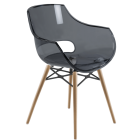 Крісло Papatya Opal-Wox прозоро-сіре, рама натуральний бук