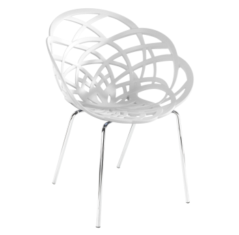 Кресло Papatya Flora-ML матовое белое сиденье, ножки хром