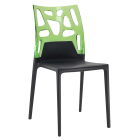 Стул Papatya Ego-Rock черное сиденье, верх прозрачно-зеленый