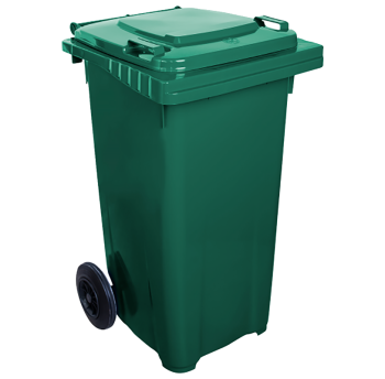 Бак для мусора на колесах с ручкой 120 л зеленый