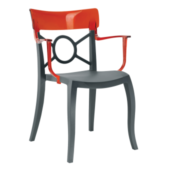 Кресло Papatya Opera-K сиденье антрацит, верх прозрачно-красный