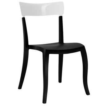 Стілець Papatya Hera-S чорне сидіння, верх білий