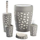 Набор для ванной комнаты Planet Stone 5 предметов серо-кремовый