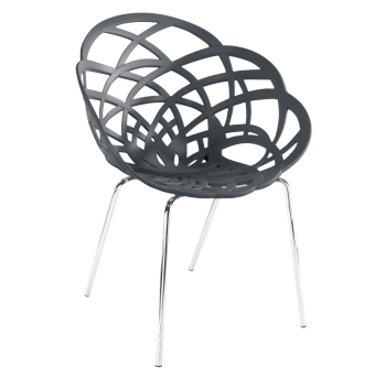 Кресло Papatya Flora-ML матовый антрацит сиденье, ножки хром