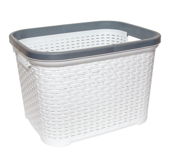 Корзина для белья под ротанг 35 л белая