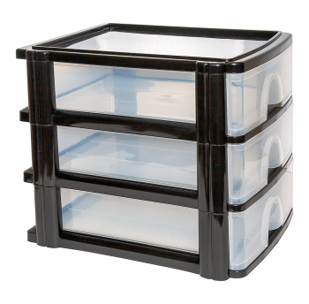 Комод-мини три секции А4 прозрачно-черный