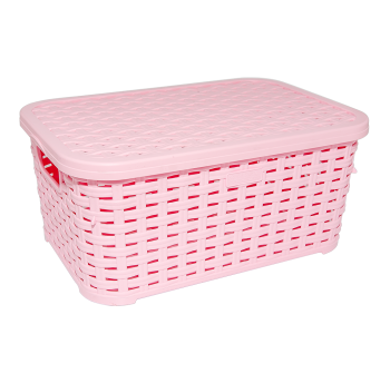 Кошик під ротанг з кришкою 5 л рожевий