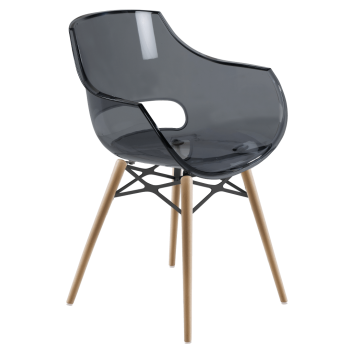 Кресло Papatya Opal-Wox прозрачно-серое, рама натуральный бук