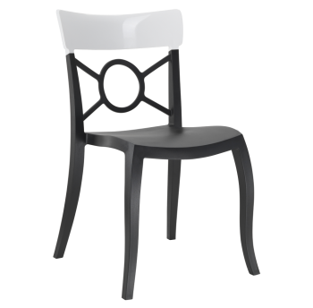 Стілець Papatya Opera-S сидіння чорне, верх білий