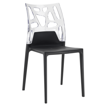 Стілець Papatya Ego-Rock чорне сидіння, верх прозоро-чистий