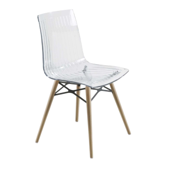 Стілець Papatya X-Treme S Wox прозоро-чистий, ніжки бук натуральний лак