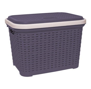 Кошик для білизни під ротанг з кришкою 35 л фіолетовий