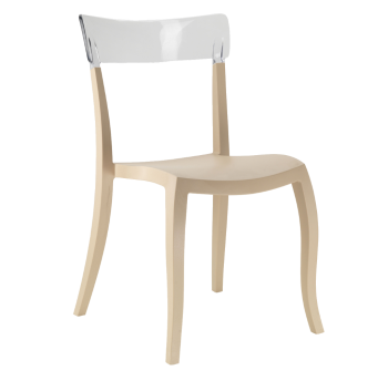 Стілець Papatya Hera-S бежеве сидіння, верх прозоро-чистий
