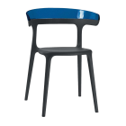 Крісло Papatya Luna чорне сидіння, верх прозоро-синій