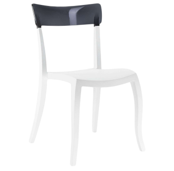 Стул Papatya Hera-S белое сиденье, верх прозрачно-дымчатый