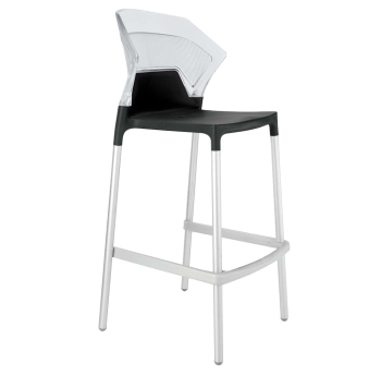 Барний стілець Papatya Ego-S чорне сидіння, верх прозоро-чистий