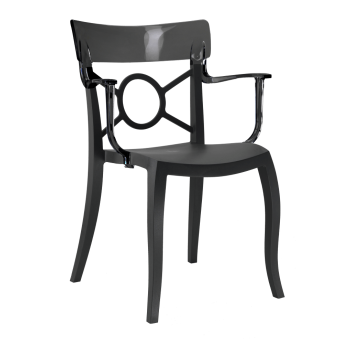 Кресло Papatya Opera-K сиденье черное, верх прозрачно-дымчатый