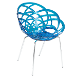 Крісло Papatya Flora-ML прозоро-синє сидіння, ніжки хром Крісло Papatya Flora-ML прозоро-синє сидіння, ніжки хром