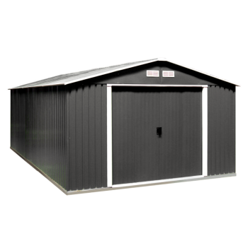 Сарай металлический ECO 362,7x322x196 см серый с белым