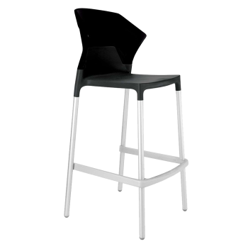 Барний стілець Papatya Ego-S чорне сидіння, верх чорний