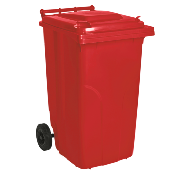 Бак для сміття на колесах з ручкою 240 л червоний
