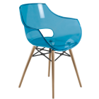 Крісло Papatya Opal-Wox прозоро-синє, рама натуральний бук