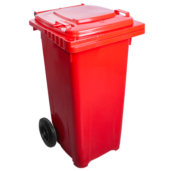 Бак для сміття на колесах з ручкою 120 л червоний