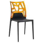 Стілець Papatya Ego-Rock чорне сидіння, верх прозоро-помаранчевий