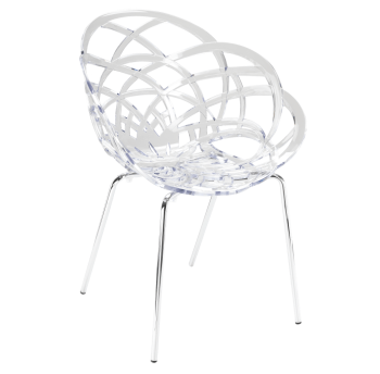 Кресло Papatya Flora-ML прозрачно-чистое сиденье, ножки хром