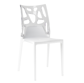 Стул Papatya Ego-Rock белое сиденье, верх прозрачно-чистый