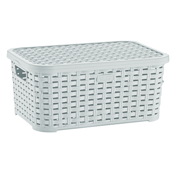 Корзина под ротанг с крышкой 5 л серая