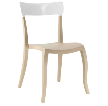 Стілець Papatya Hera-S пісочно-бежеве сидіння, верх білий